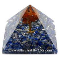 Lapis Lazuli Chips Base With Carnelian Tree Orgone Pyramid
