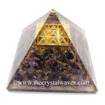 Amethyst Chips Orgone Pyramid With Vastu / Lemurian Pyramid Plate