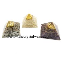Mix Assorted Gemstone Chips Orgone Pyramid With Vastu / Lemurian Pyramid Plate