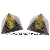 Amethyst Chips Orgone Pyramid With Shree Ganesha Protection Yantra