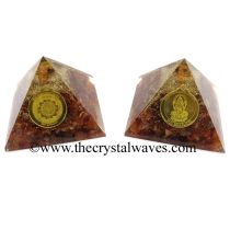 Carnelian Chips Orgone Pyramid With Shree Dhan Laxmi Kavach Yantra / Shree Laxmi Wealth Protection Yantra