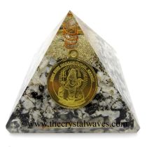 Rainbow Moonstone Chips Orgone Pyramid With Shree Maha Mrityunjaya Kavach / Protection Yantra