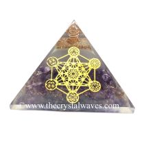 Glow In Dark Amethyst Chips Orgone Pyramid With 7 Chakra Metatron's Cube Symbol