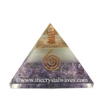 Glow In Dark Amethyst Chips Orgone Pyramid With Copper Wrapped Crystal Point