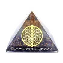 Glow In Dark Amethyst Chips Orgone Pyramid With Chakra Flower Of Life
