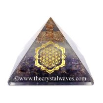 Glow In Dark Amethyst Chips Orgone Pyramid With Lotus Flower Of Life