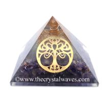 Glow In Dark Amethyst Chips Orgone Pyramid With Vintage Tree of Life