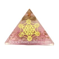 Glow In Dark Rose Quartz Chips Orgone Pyramid With 7 Chakra Metatron's Cube Symbol