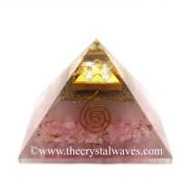 Glow In Dark Rose Quartz Chips Orgone Pyramid With 9 Pyramid Plate