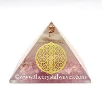 Glow In Dark Rose Quartz Chips Orgone Pyramid With Chakra Flower Of Life