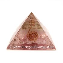 Glow In Dark Rose Quartz Chips Orgone Pyramid With Copper Wrapped Crystal Point