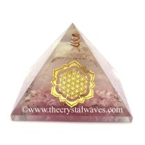 Glow In Dark Rose Quartz Chips Orgone Pyramid With Lotus Flower Of Life