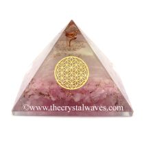 Glow In Dark Rose Quartz Chips Orgone Pyramid With Flower Of Life