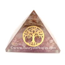 Glow In Dark Rose Quartz Chips Orgone Pyramid With Big Vintage Tree Of Life