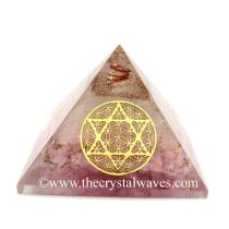 Glow In Dark Rose Quartz Chips Orgone Pyramid With Flower Of Life Star Of David