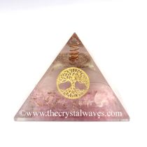Glow In Dark Rose Quartz Chips Orgone Pyramid With Tree Of Life