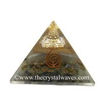 Glow In Dark Labradorite Chips Orgone Pyramid With Shreeyantra