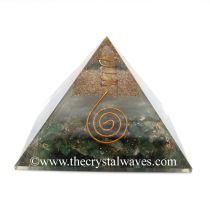 Glow In Dark Labradorite Chips Orgone Pyramid With Copper Wrapped Crystal Point