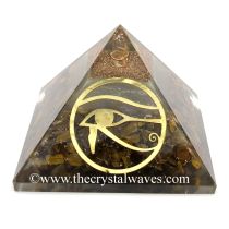 Glow In Dark Tiger Eye Agate Chips Orgone Pyramid With Horus Eye Symbol