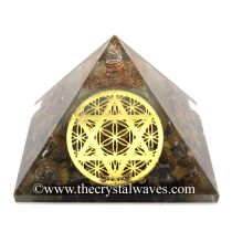 Glow In Dark GID Tiger Eye Agate Chips Orgone Pyramid With Flower Of Life Star Of David