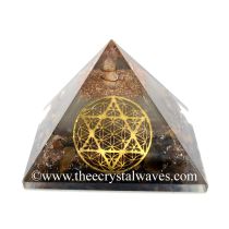 Glow In Dark Tiger Eye Agate Chips Orgone Pyramid With Flower Of Life Star Of David