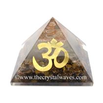 Glow In Dark Tiger Eye Agate Chips Orgone Pyramid With Big Flower Of Life