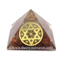 Glow In Dark Carnelian Chips Pyramid With Flower Of Life Star Of David