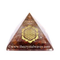 Glow In Dark Carnelian Chips Orgone Pyramid With Lotus Flower Of Life