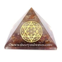 Glow In Dark Carnelian Chips Orgone Pyramid With Flower Of Life Star Of David