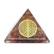 Glow In Dark Carnelian Chips Orgone Pyramid With Chakra Flower Of Life