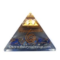 Glow In Dark Lapis Lazuli Chips Orgone Pyramid With 9 Pyramid Plate