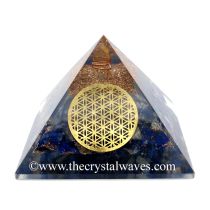 Glow In Dark Lapis Lazuli Chips Orgone Pyramid With Big Flower Of Life