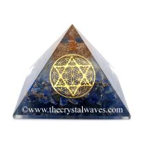 Glow In Dark Lapis Lazuli Chips Orgone Pyramid With Flower Of Life Star Of David