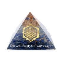 Glow In Dark Lapis Lazuli Chips Orgone Pyramid With Lotus Flower Of Life