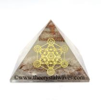 Glow In Dark Selenite Orgone Chips Pyramid 7 Chakra Metatron's Cube Symbol