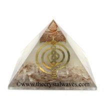 Glow In Dark Selenite Chips Orgone Pyramid With Chakra Cho Ku Rei