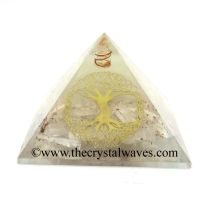 Glow In Dark Selenite Chips Orgone Pyramid With Big Tree Of Life