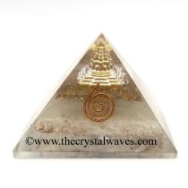 Glow In Dark Selenite Chips Orgone Pyramid With Shreeyantra