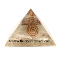 Glow In Dark Selenite Chips Orgone Pyramid With Copper Wrapped Crystal Point