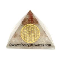 Glow In Dark Crystal Quartz Chips Orgone Pyramid With Big Flower Of Life