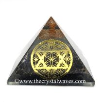 Glow In Dark Black Tourmaline Chips Orgone Pyramid With Flower Of Life Star Of David