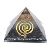 Glow In Dark GID Black Tourmaline Chips Orgone Pyramid With Chakra Cho Ku Rei