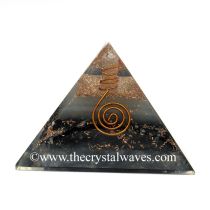 Glow In Dark GID Black Tourmaline Chips Orgone Pyramid With Copper Wrrapped Crystal Point