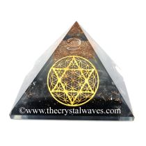 Glow In Dark Black Tourmaline Chips Orgone Pyramid With Flower Of Life Star Of David