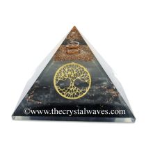 Glow In Dark Black Tourmaline Chips Orgone Pyramid With Tree Of Life