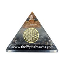 Glow In Dark GID Black Tourmaline Chips Orgone Pyramid With Flower Of Life