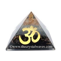 Glow In Dark GID Black Tourmaline Chips Orgone Pyramid With Big Om Symbol