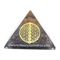 Glow In Dark GID Garnet Chips Orgone Pyramid With Chakra Flower Of Life