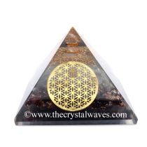 Glow In Dark Garnet Chips Orgone Pyramid With Big Flower Of Life