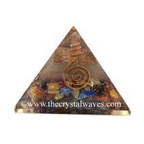 Glow In Dark Mix Chakra Chips Pyramid With Copper Wrapped Crystal Point